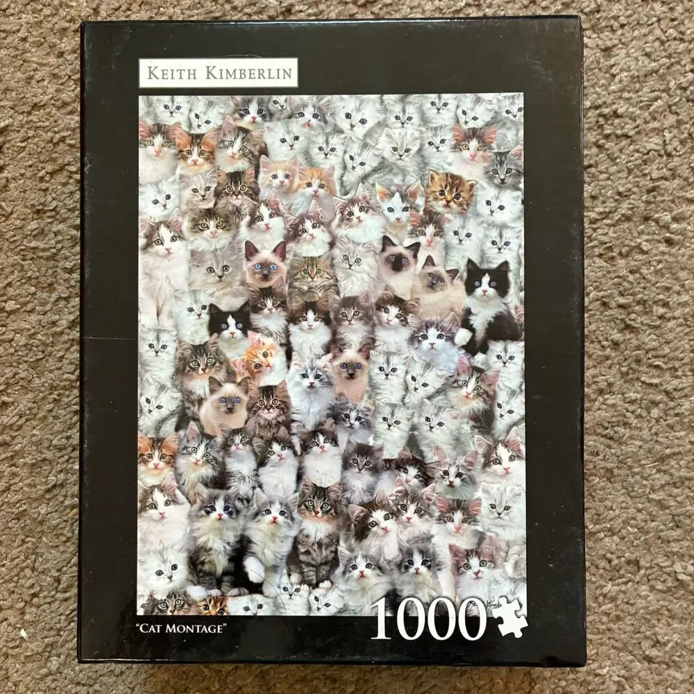 Lot of 5 Jigsaw Puzzles 1000 Pieces Cats Horses Wolf Carousel Horse Lighthouses
